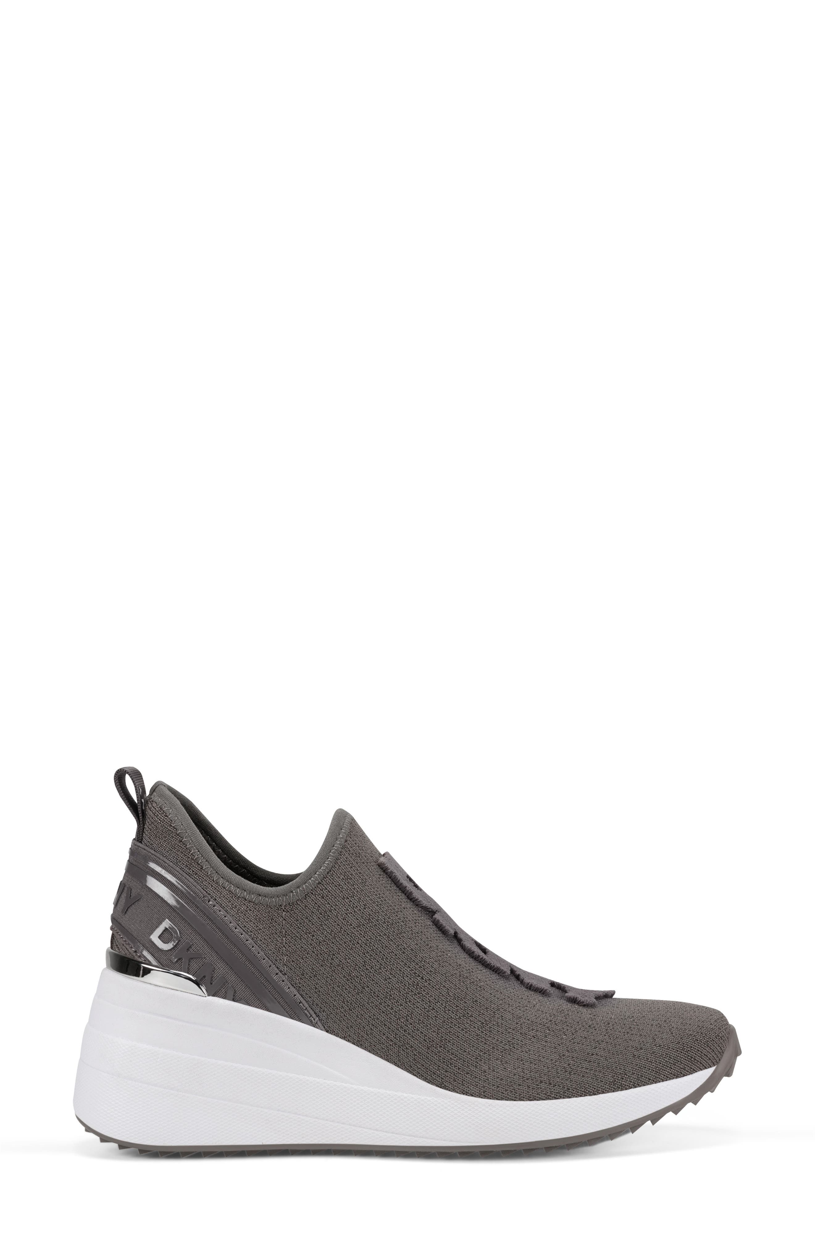 DKNY Keeva Knit Wedge Sneaker, Alternate, color, Morel