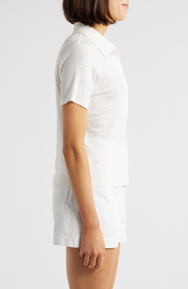 FRAME The Caddy Stretch Linen Polo, Alternate, color, Cream