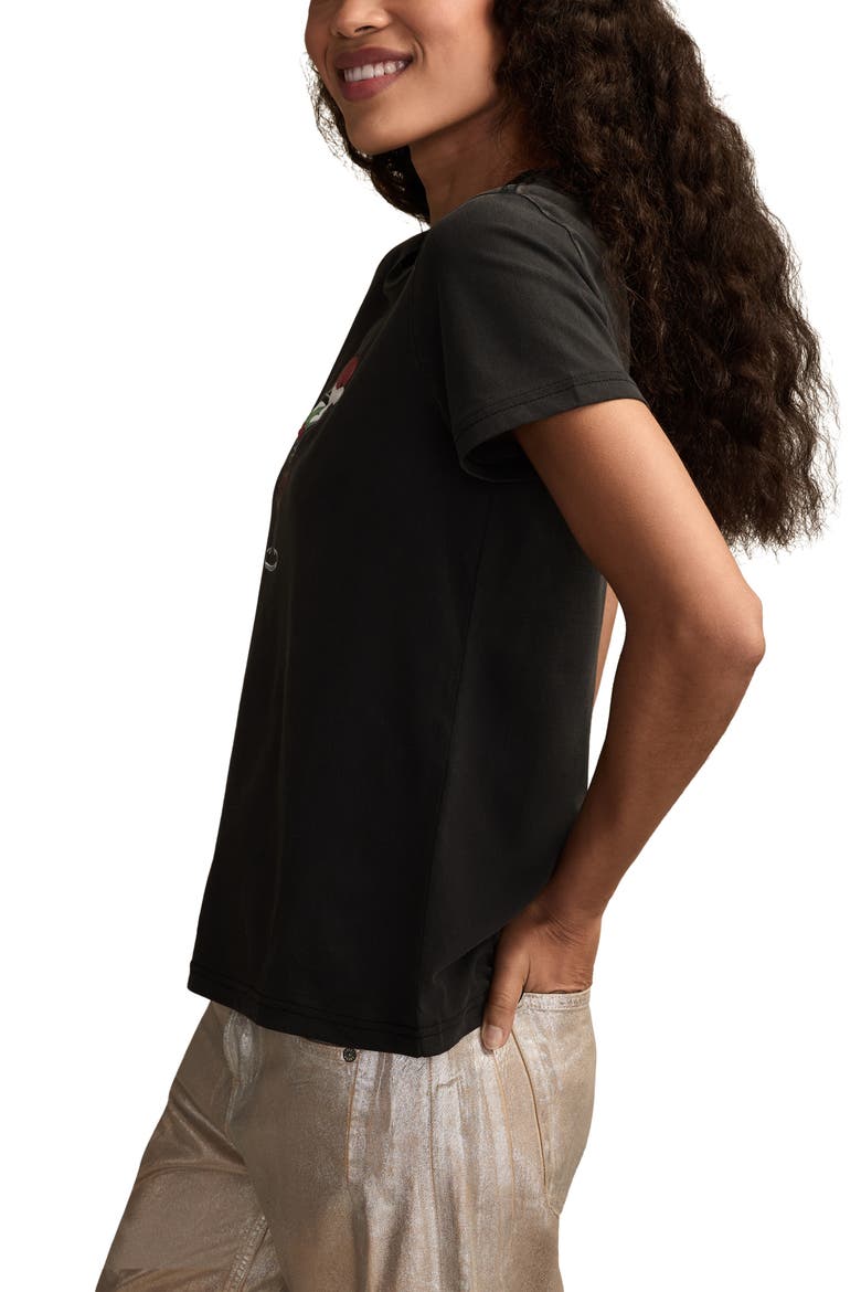 Christmas Martini Embroidered Graphic T-Shirt, Alternate, color, JET BLACK