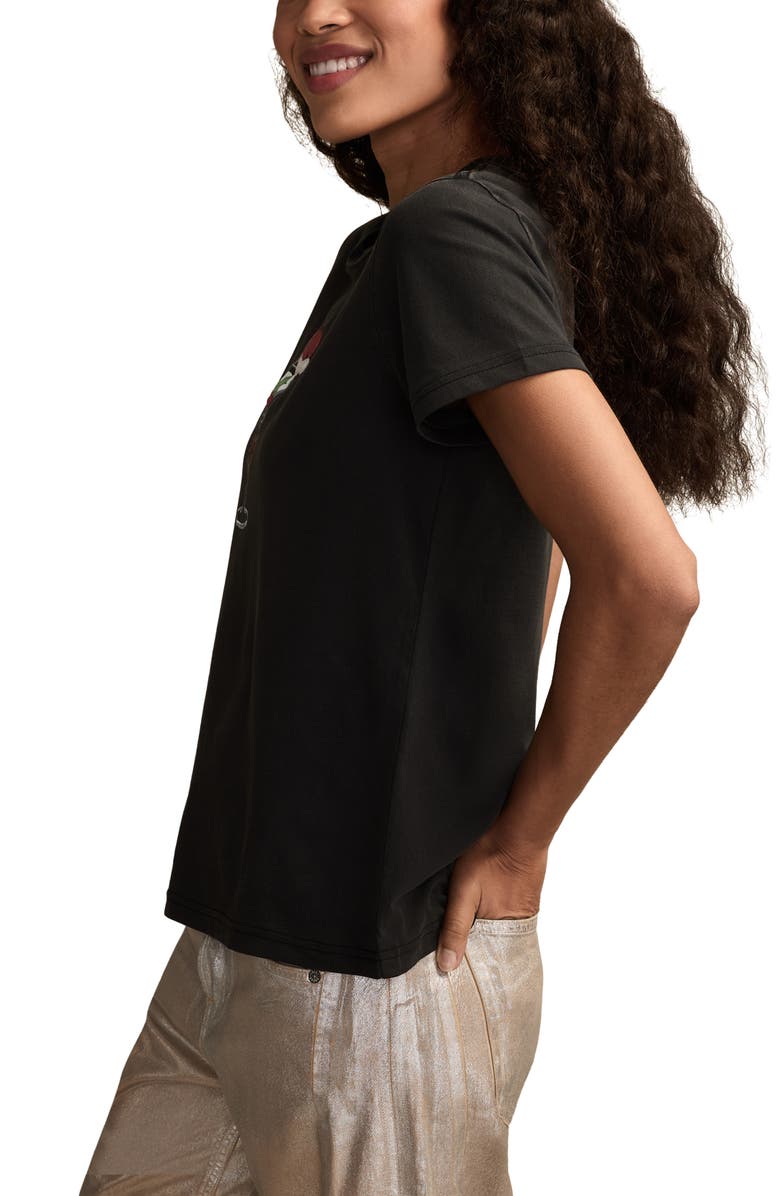 Lucky Brand Christmas Martini Embroidered Graphic T-Shirt, Alternate, color, Jet Black