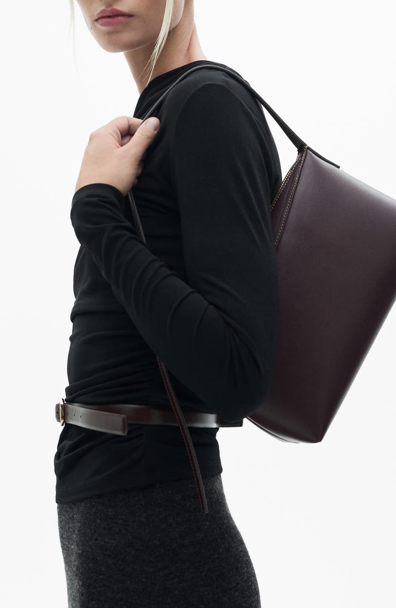 MANGO Asymmetric Gathered Long Sleeve Top, Alternate, color,