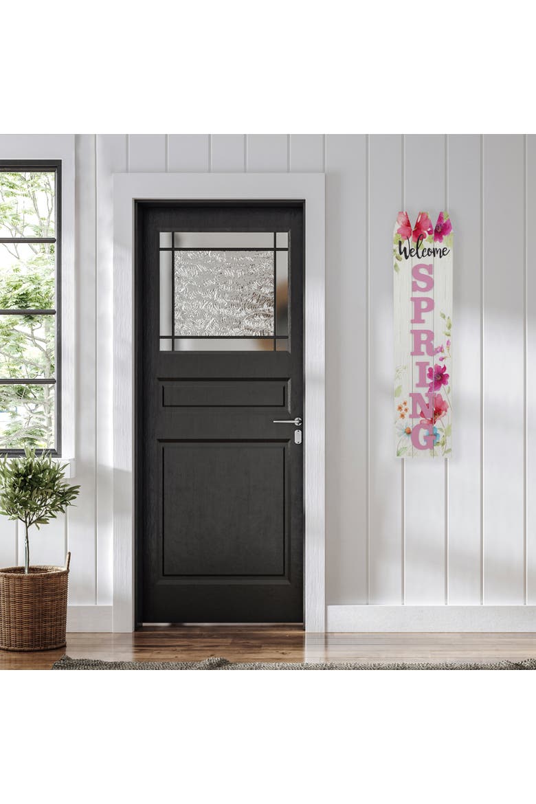 40" Welcome Spring Floral Outdoor Porch Board Sign Decoration, Alternate, color, Pink
