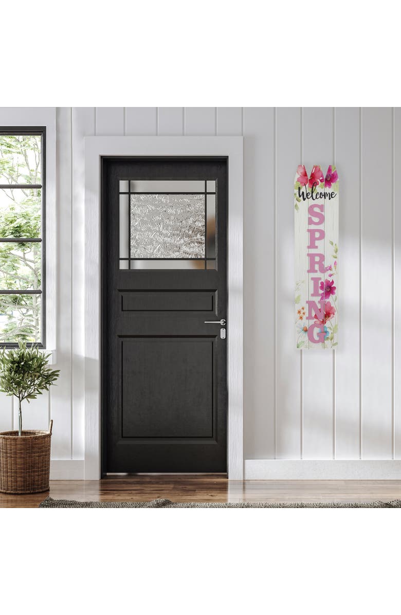 Northlight 40" Welcome Spring Floral Outdoor Porch Board Sign Decoration, Alternate, color, Pink
