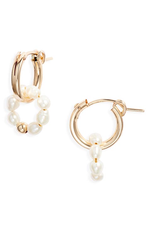 Pearl Halo Hoop Earrings