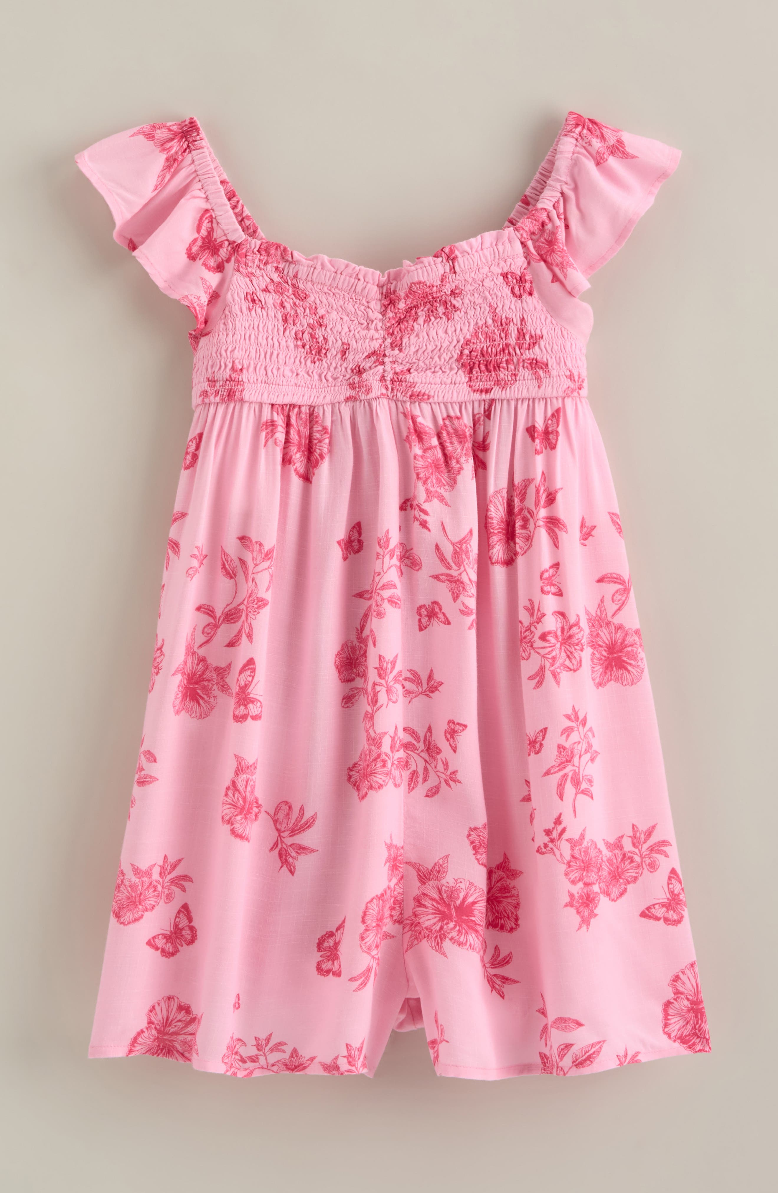Treasure & Bond Kids' Flutter Sleeve Romper In Pink