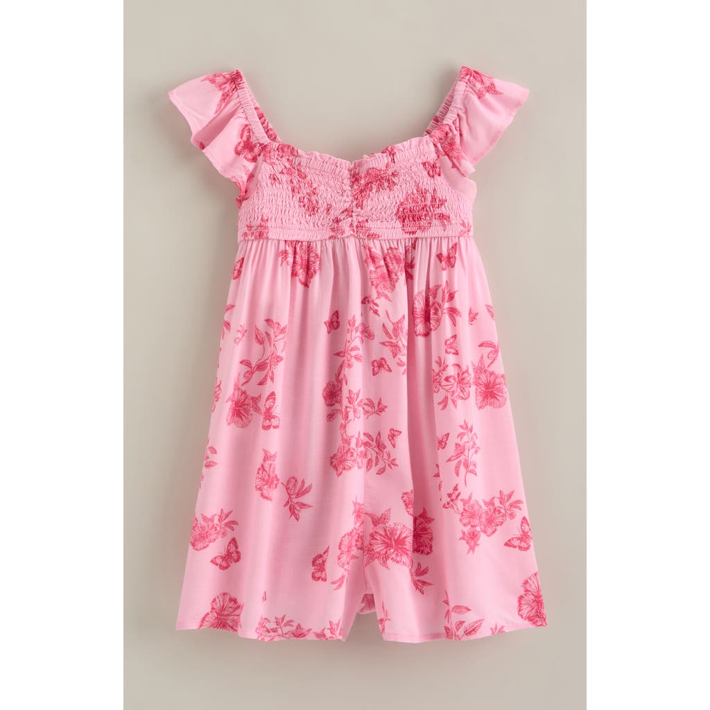 Treasure & Bond Kids' Flutter Sleeve Romper In Pink
