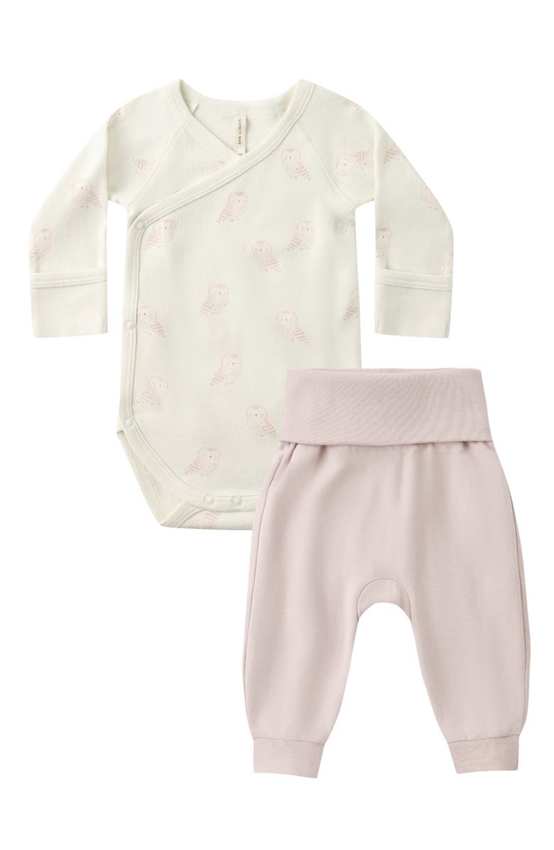 QUINCY MAE Organic Cotton Bodysuit & Pants, Main, color, Lilac