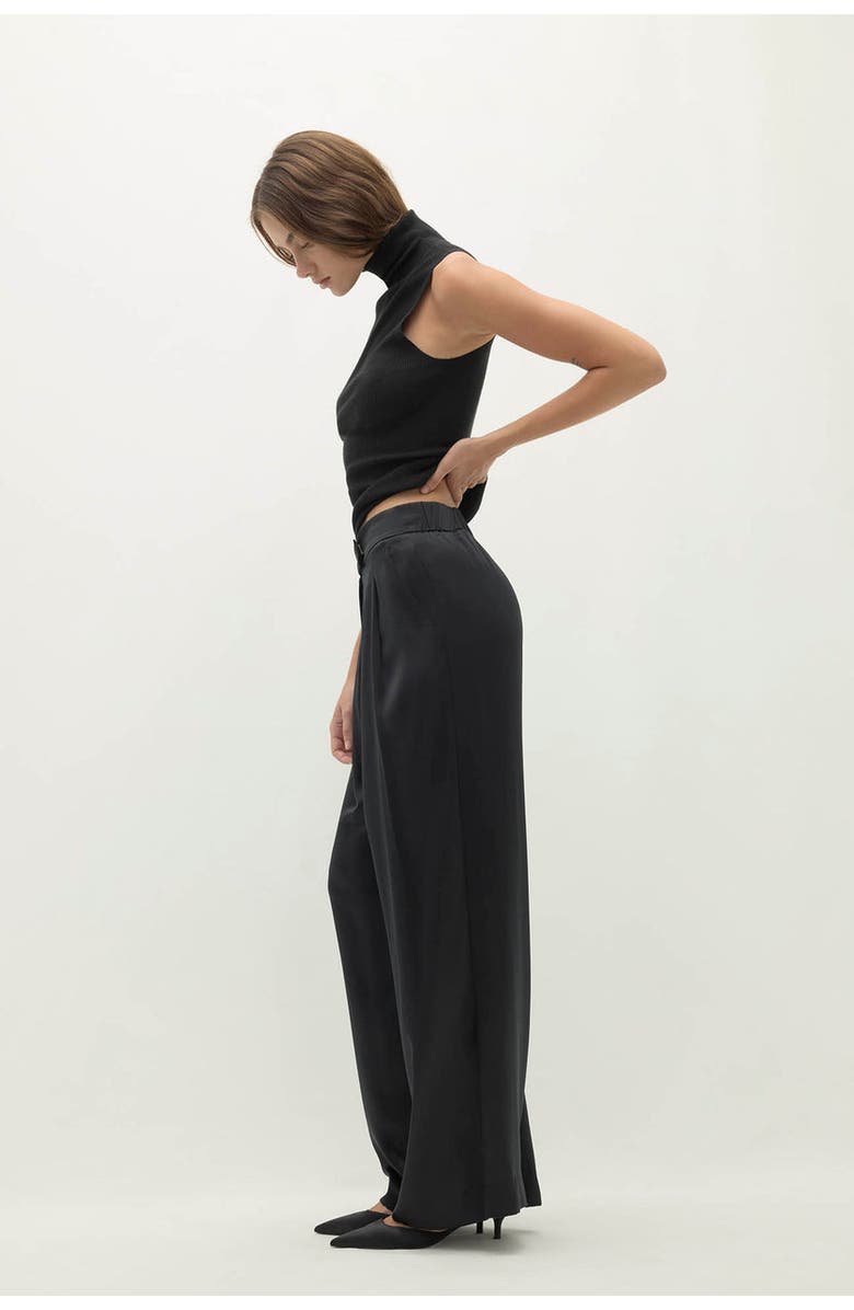 NAKED CASHMERE Rosalie Silk Trouser, Alternate, color, Black