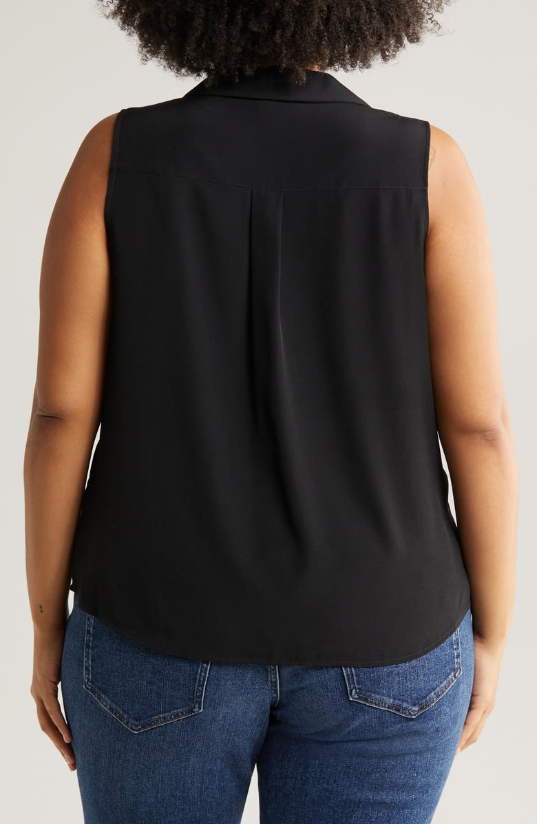 Court & Rowe Collared Button Front Sleeveless Shirt, Alternate, color,