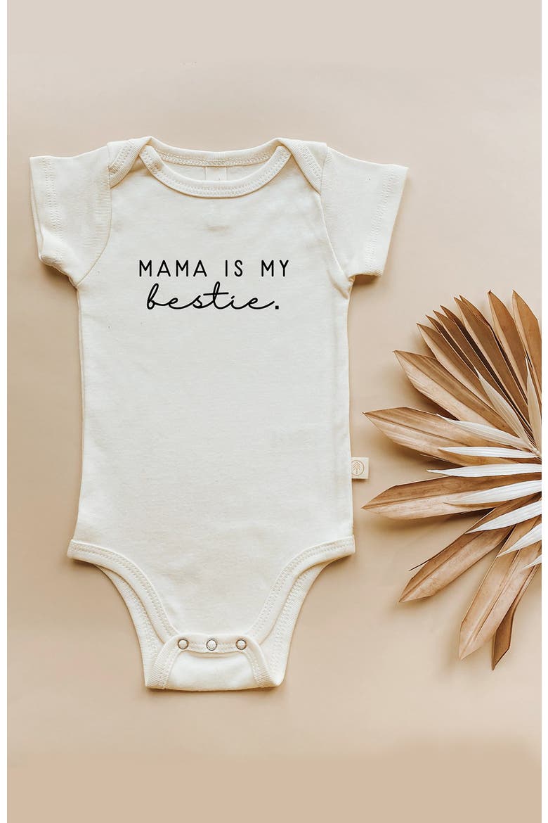 Mama is my Bestie Organic Baby Bodysuit, Alternate, color, Natural Black Lettering
