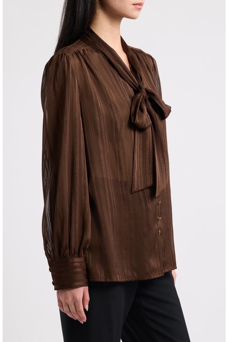 Metallic Stripe Chiffon Top, Alternate, color, ESPRESSO