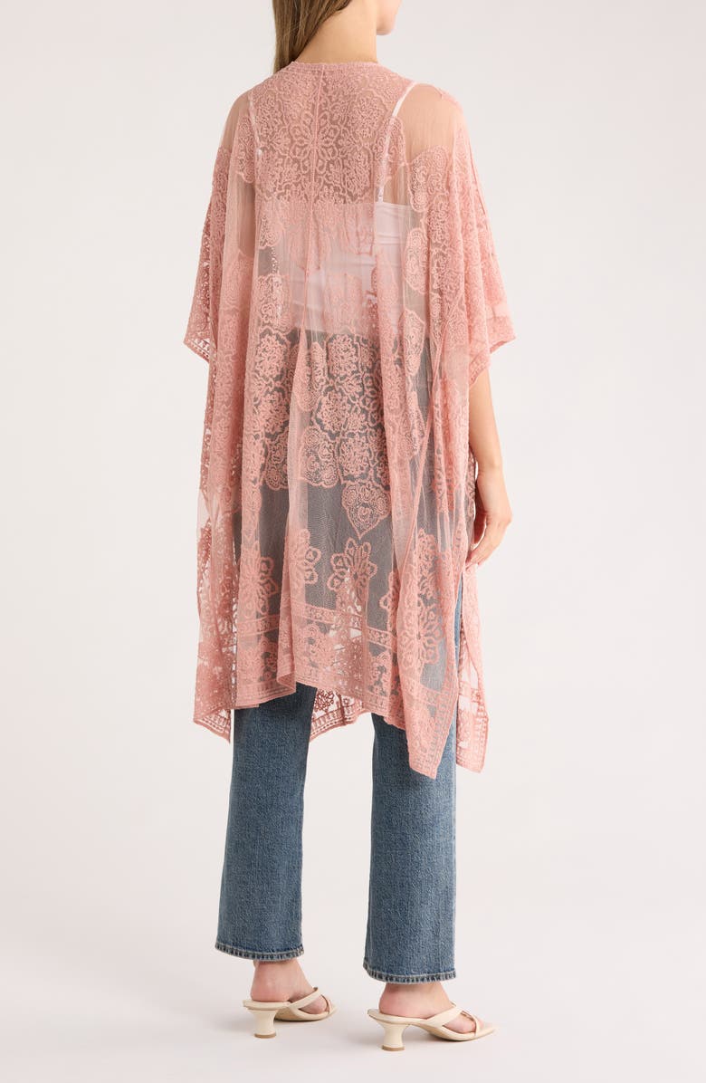AREA STARS Flower Lace Cotton Ruana, Alternate, color, Pink