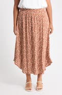 Renee C Floral Handkerchief Hem Midi Skirt