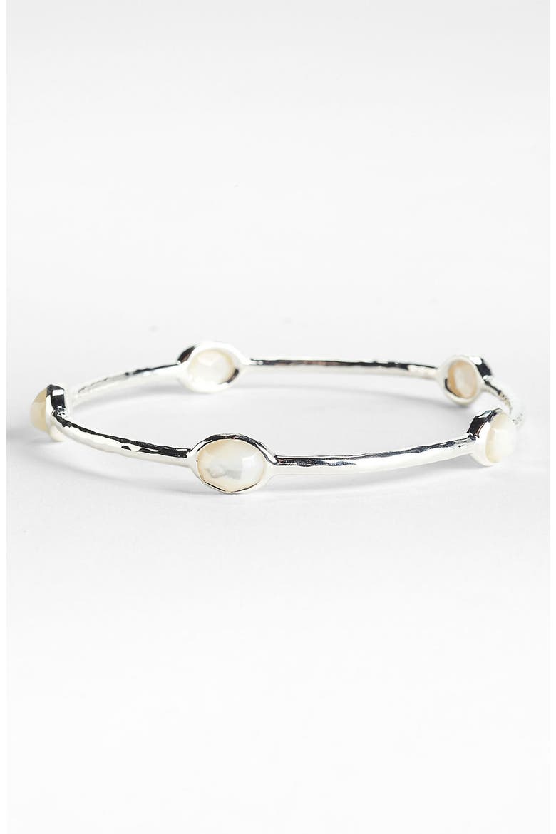 Rock Candy Single Rosé Station Bangle, Main, color, SILVER - MOTHER OF PEARL