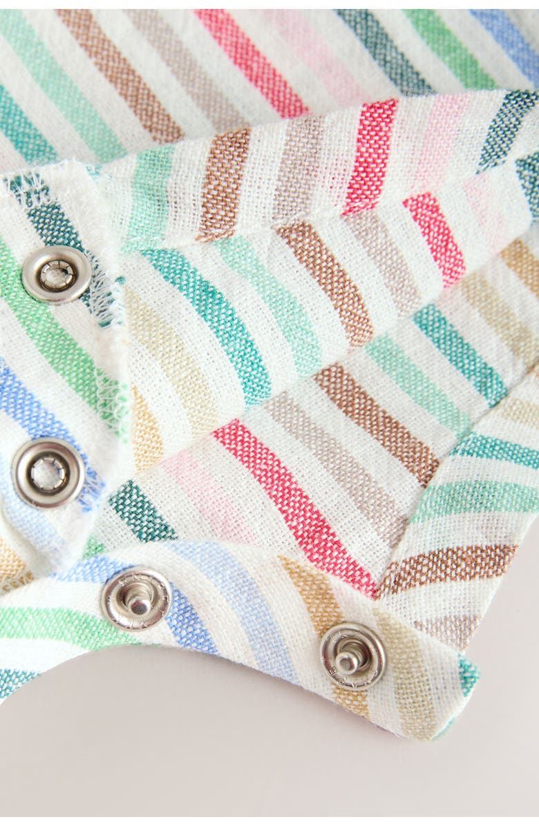 NEXT Multi Stripe Linen Blend Romper, Alternate, color, Blue