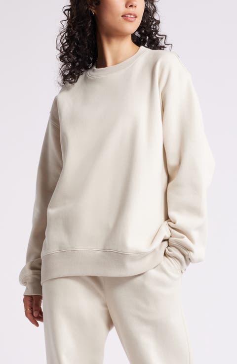 Fleece Detail Oversize Crewneck Sweatshirt