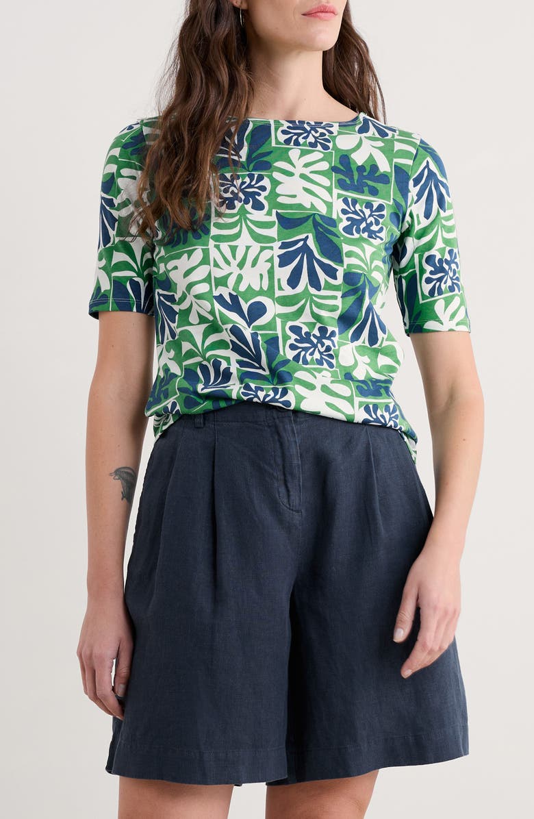 Seasalt Cornwall Poisson Print Organic Cotton T-Shirt, Alternate, color, Collage Seaweed Hedgerow