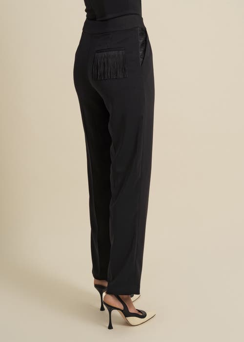 Contessa Mills Medusa Fringe Loose-fit Double-pleat Stretch Crepe Trousers In Black
