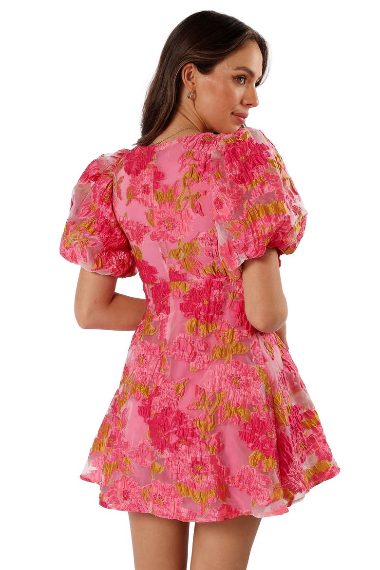 Jordin Floral Puff Sleeve Minidress, Alternate, color, PINK