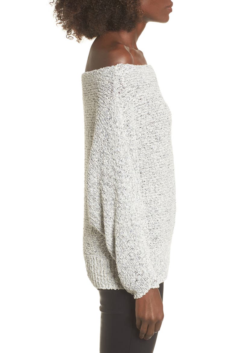 Textured Off the Shoulder Sweater, Alternate, color, GREY MICRO