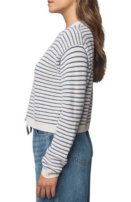 Splendid Amber Stripe Crop Cotton & Wool Blend Cardigan In White