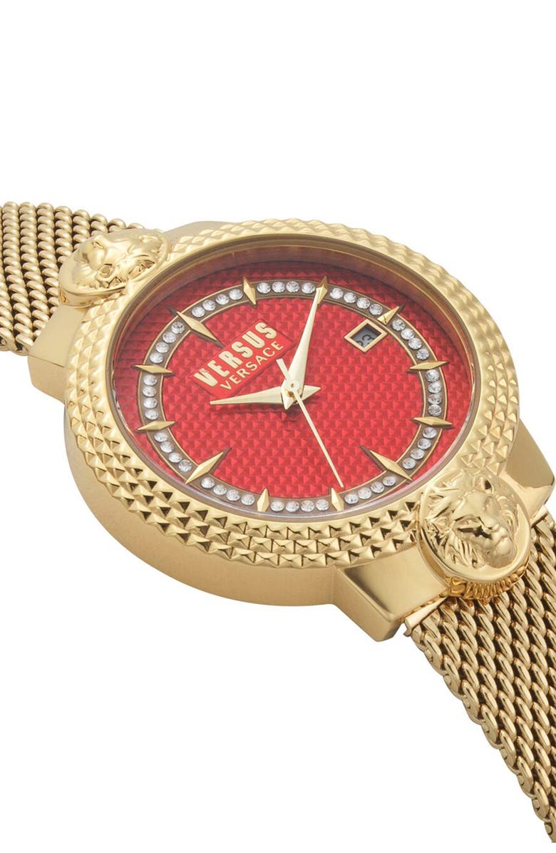 VERSUS Versace Mouffetard Mesh Bracelet Watch, 38mm, Alternate, color, Gold/ Red/ Gold