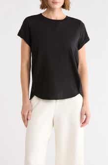 DKNY Roll Sleeve Cotton Blend T-Shirt