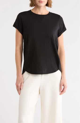 DKNY Roll Sleeve Cotton Blend T-Shirt