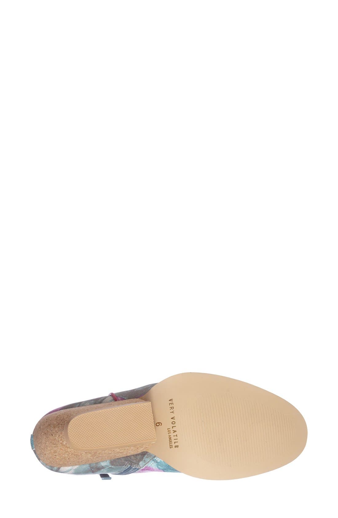'Tea Party' Floral Print Wedge Bootie, Alternate, color, BLUE/ MULTI LEATHER