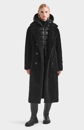 Tina Belted Teddy Jacket with Removable Puffer Hood