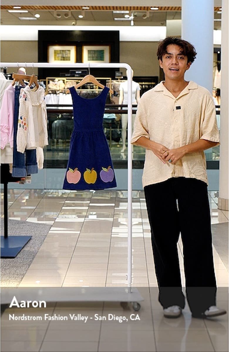 Kids' Apple Appliqué Cotton Corduroy Pinafore Dress, sales video thumbnail