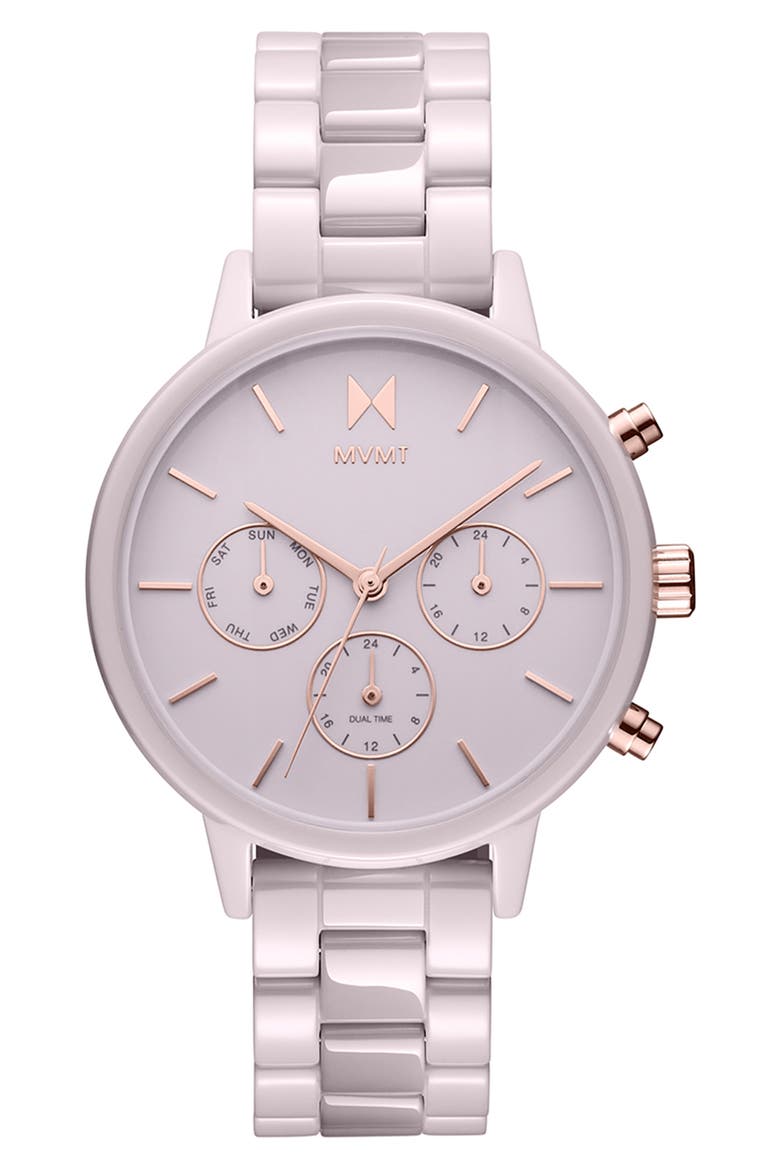 Nova Ceramic Chronograph Bracelet Watch, 38mm, Main, color, BLUSH
