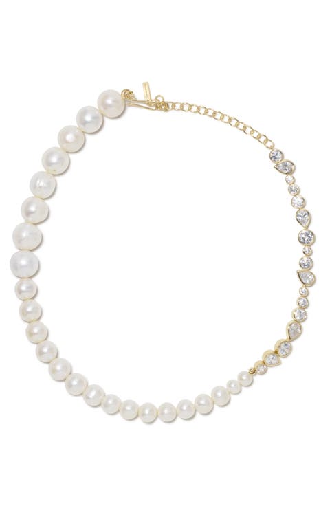 Freshwater Pearl & Cubic Zirconia Necklace
