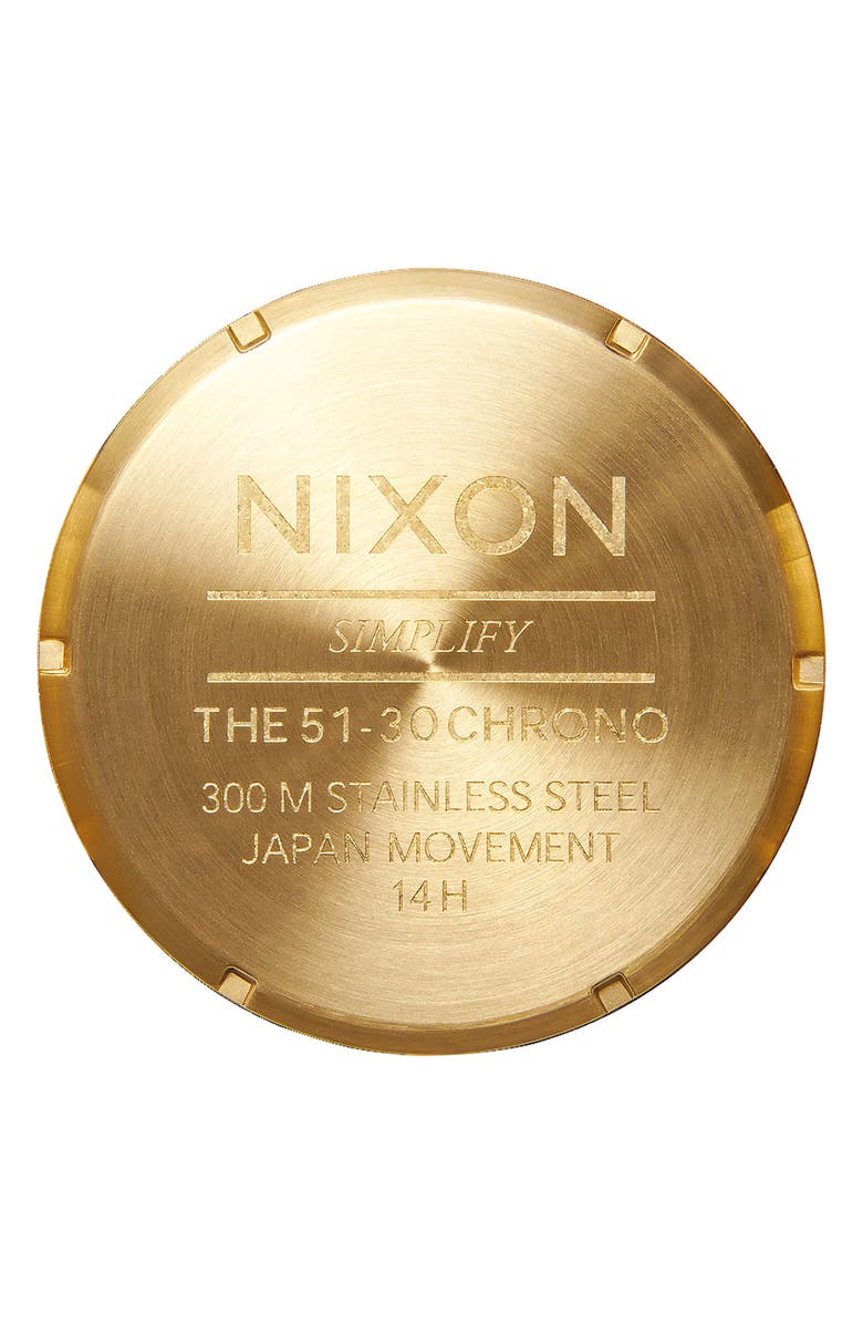 Nixon 51-30 Chronograph Bracelet Watch, 51mm, Alternate, color, All Gold / Black