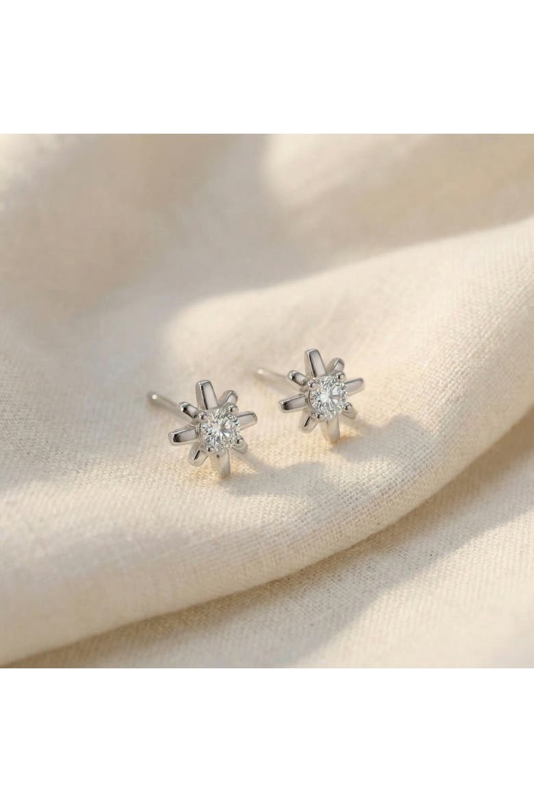 1/3Ct Diamond Starburst Diamond Studs 14k Gold Lab Grown Earrings 1/3" Wide, Alternate, color, 14k White Gold