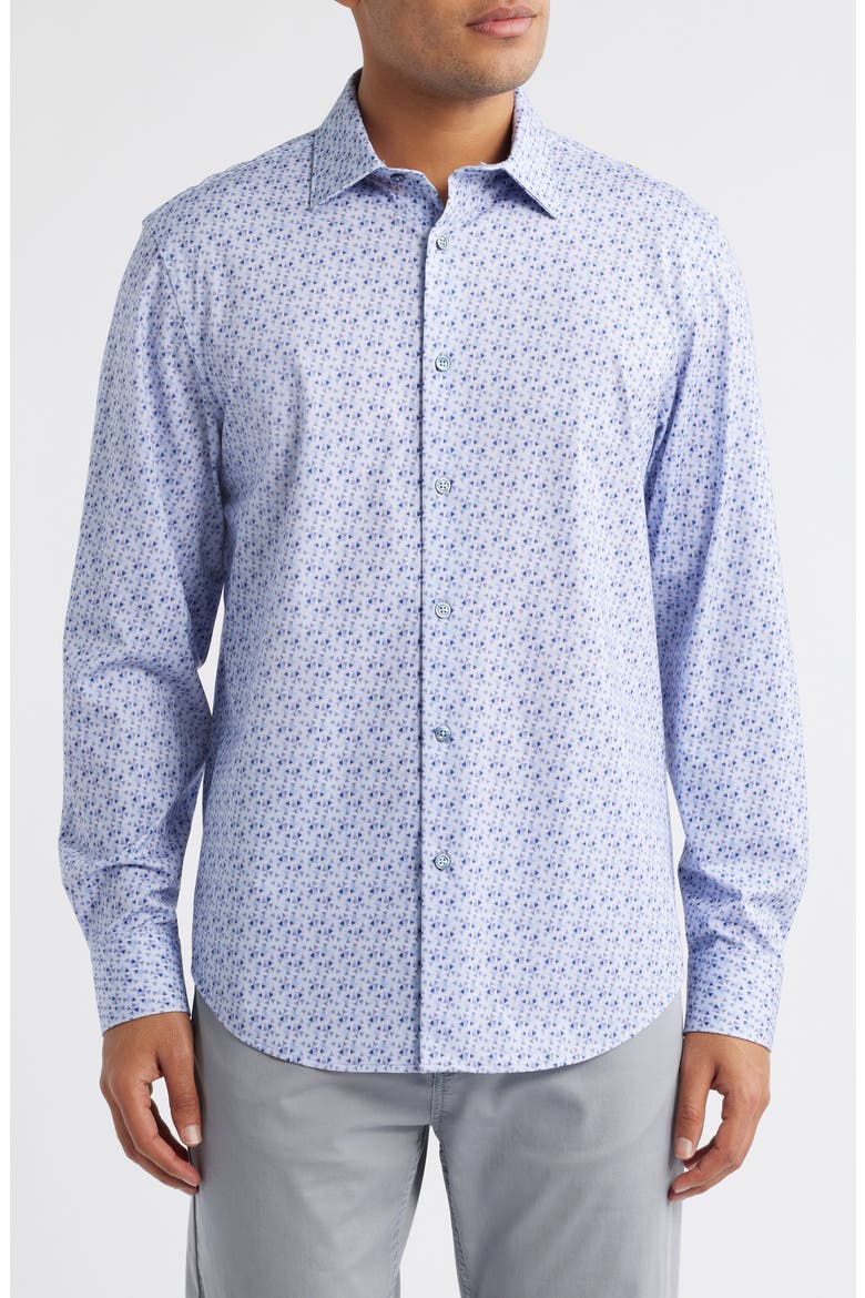 James OoohCotton® Geometric Print Button-Up Shirt, Main, color, LILAC