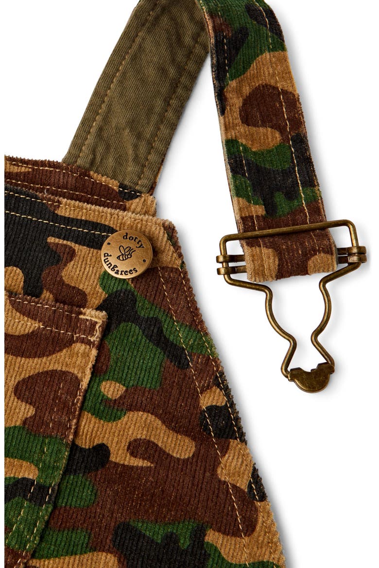 Kids' Camo Print Cotton Corduroy Overalls, Alternate, color, KHAKI