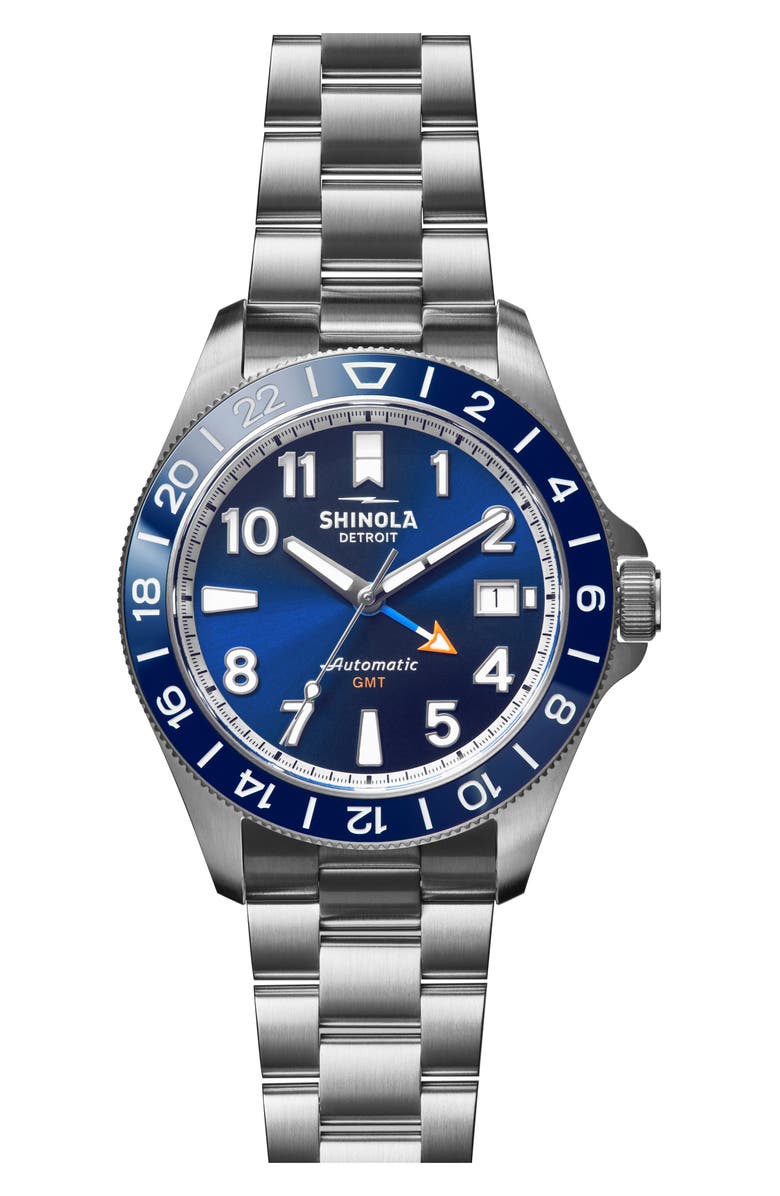 Shinola Monster GMT Automatic Watch Gift Set, 40mm, Main, color, Navy