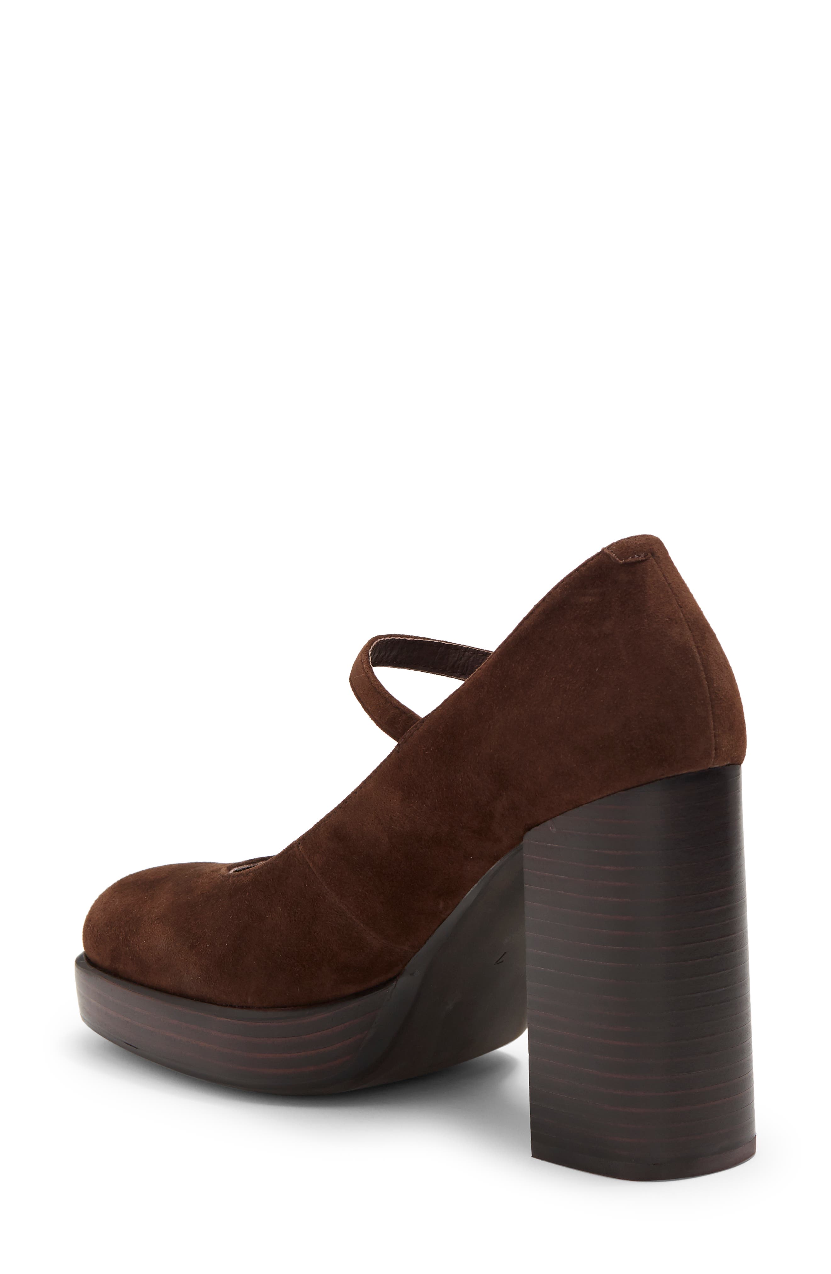 Mary Ann Platform Pump, Alternate, color, BROWN SUEDE BROWN STACK