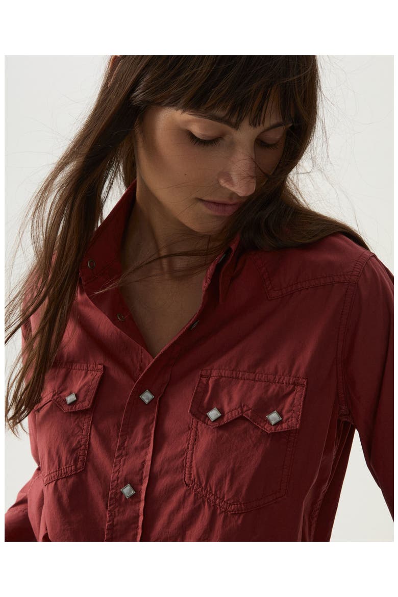 Toledo Cotton Poplin Western Shirt, Alternate, color, Burgundy