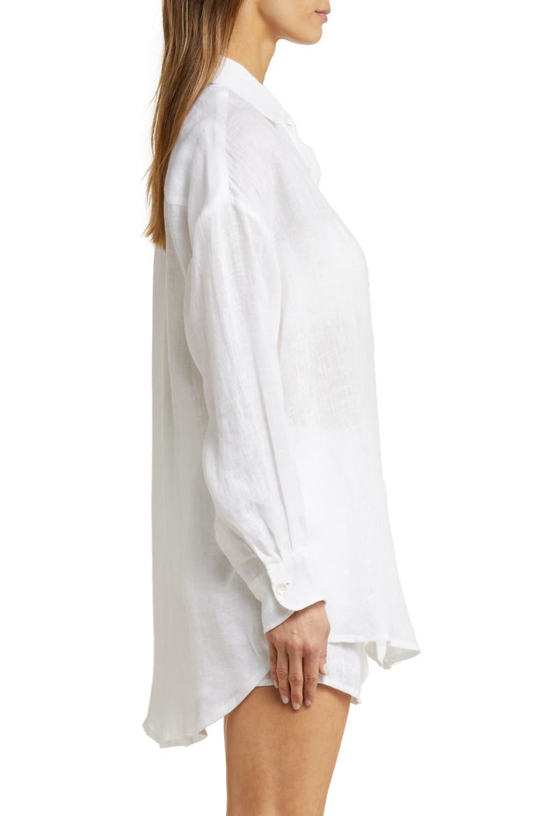 Playa Oversize Linen Cover-Up Shirt, Alternate, color, WHITE ECO LINEN
