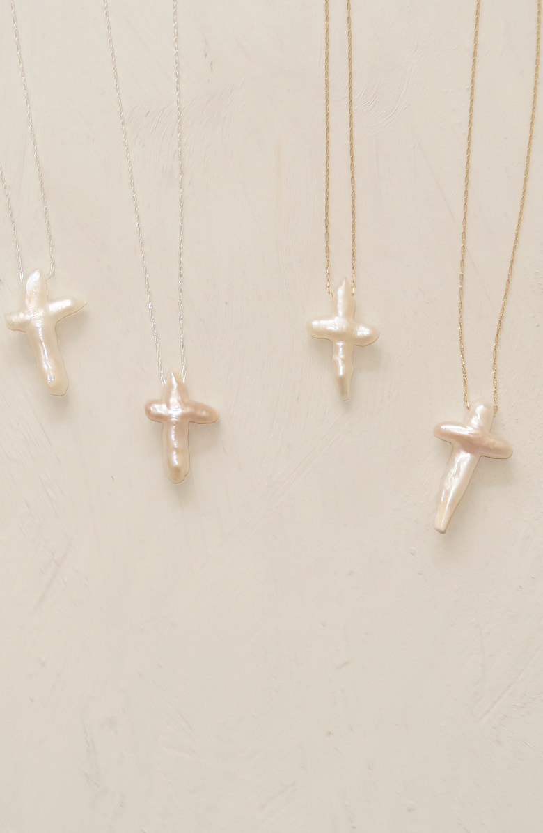 Joiana Jewelry Pearl Cross Necklace, Alternate, color, 