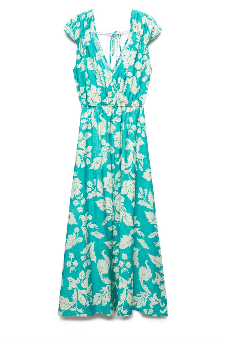 Floral Ruched Dress, Alternate, color, TURQUOISE