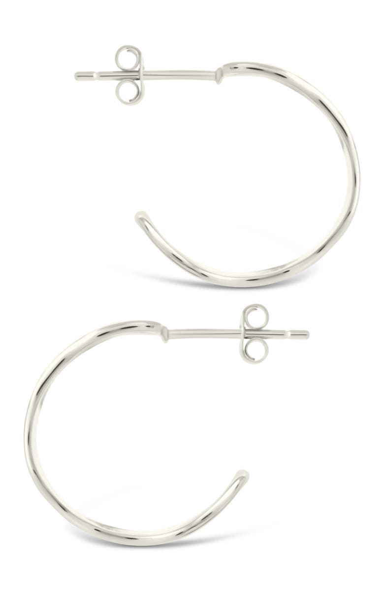 Sterling Forever Ashton Texture Hoop Earrings, Alternate, color, Silver