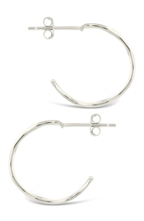Sterling Forever Ashton Texture Hoop Earrings In Silver