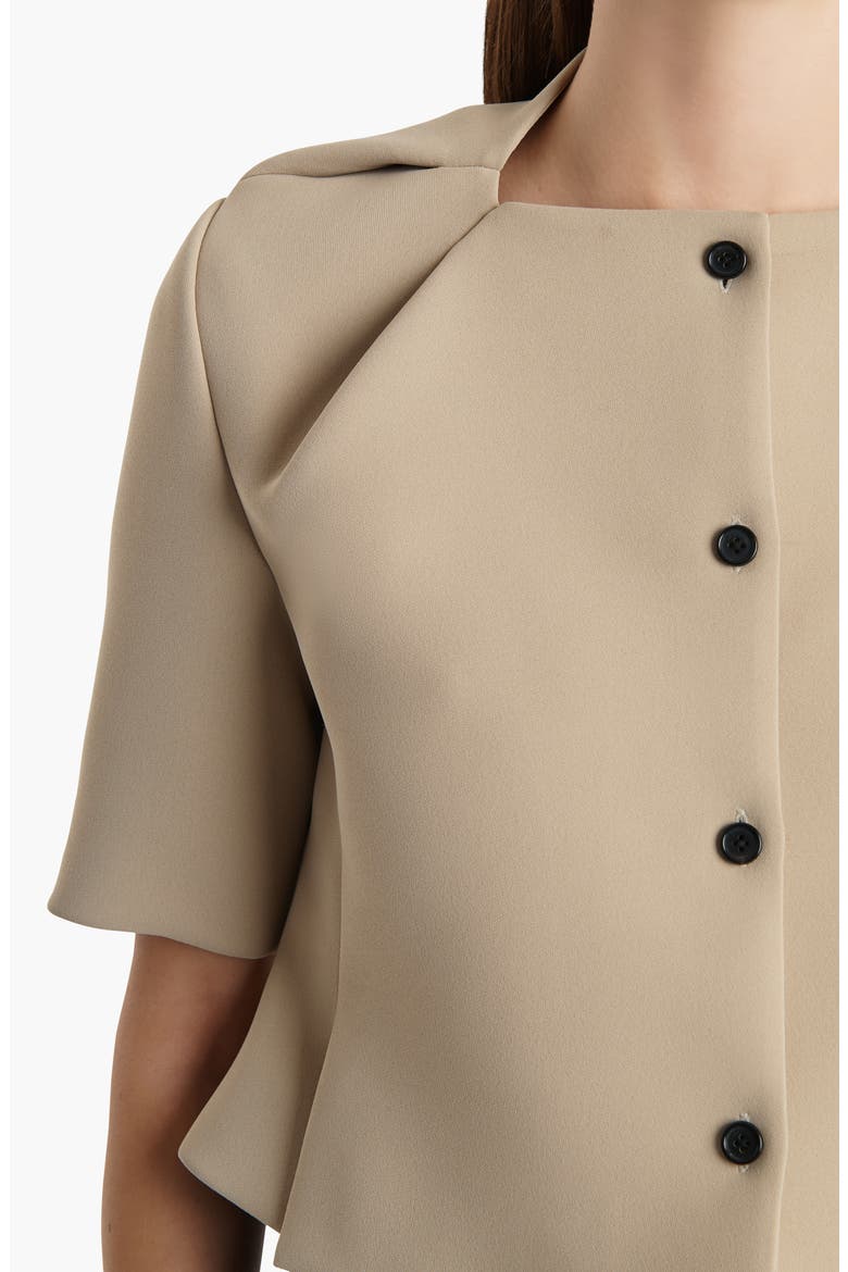 Franc Crepe Peplum Jacket, Alternate, color, TEA STAIN