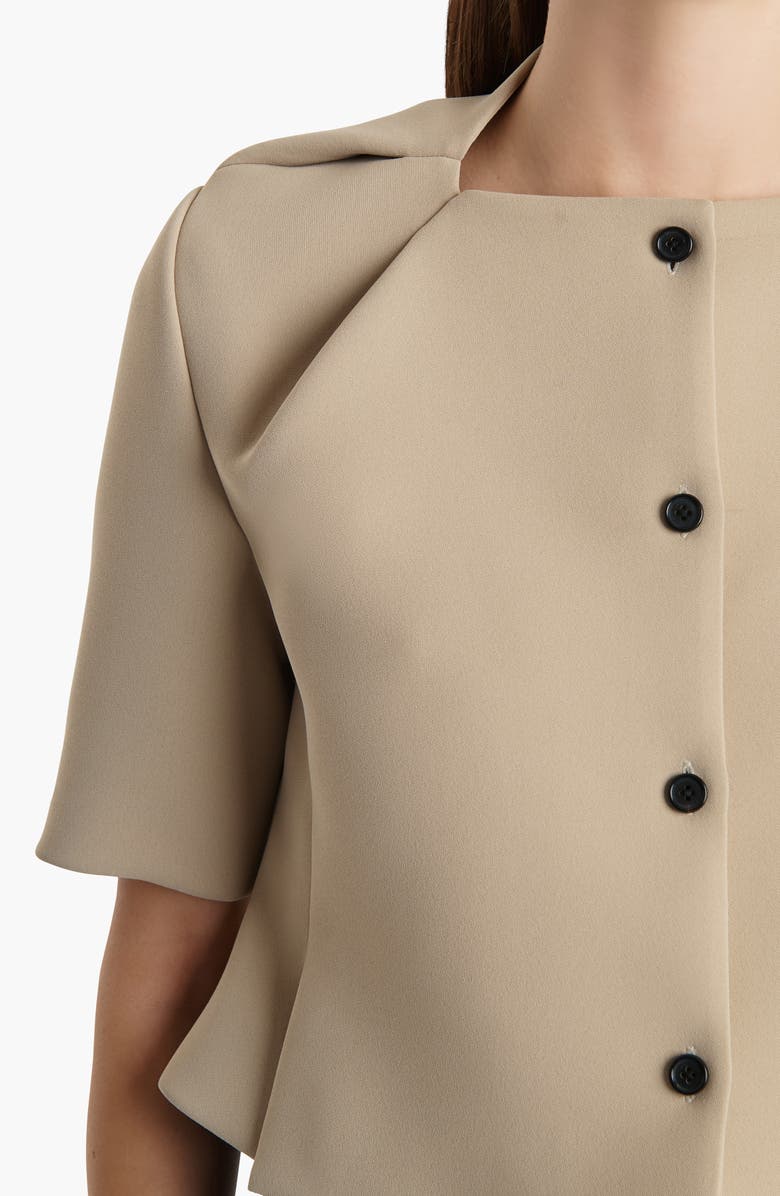 Khaite Franc Crepe Peplum Jacket, Alternate, color, Tea Stain