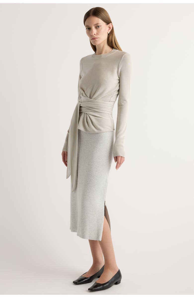 Modern Citizen Esti Side-Zip Organic Cotton-Wool Skirt, Main, color, Heather Grey