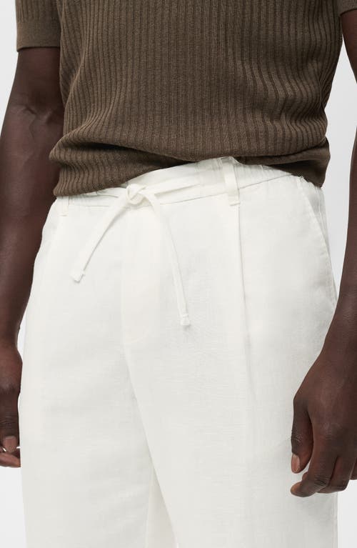 Mango Slim Fit Drawstring Pants In White