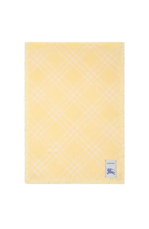 Wide Check Wool Silk Scarf